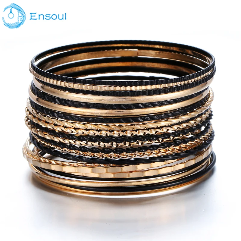 ENSOUL New Fashion 22 PCS/Lot Bracelets & Bangles for Women Alloy Charms Jewellery Black & Glod Bracelete Feminino Mens Jewelry
ENSOUL New Fashion 22 PCS/Lot Bracelets & Bangles for Women Alloy Charms Jewellery Black & Glod Bracelete Feminino Mens Jewelry
