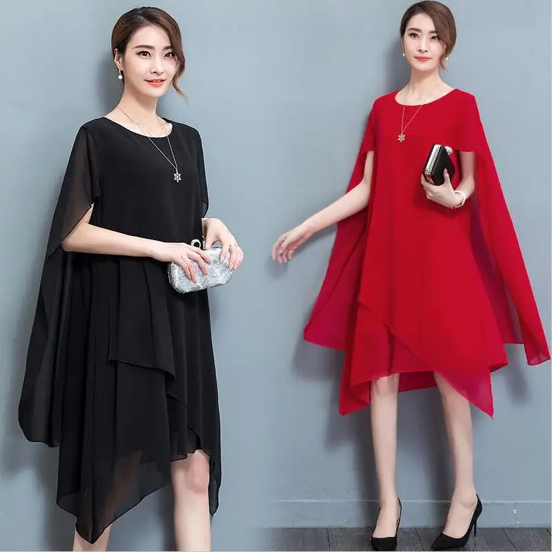 Autumn Summer New 2019 Chiffon Loose Casual Women Dress Cloak Sleeves Solid Knee-Length Dress Female Big Size L-4XL 5XL Vestidos
Autumn Summer New 2019 Chiffon Loose Casual Women Dress Cloak Sleeves Solid Knee-Length Dress Female Big Size L-4XL 5XL Vestidos