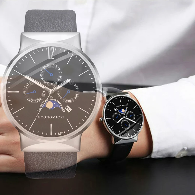 ECONOMICXI Fashion Brand Mens Watch Quartz Casual Business Male Clock Leather Strap WristWatch Gift Relogio Masculino
ECONOMICXI Fashion Brand Mens Watch Quartz Casual Business Male Clock Leather Strap WristWatch Gift Relogio Masculino