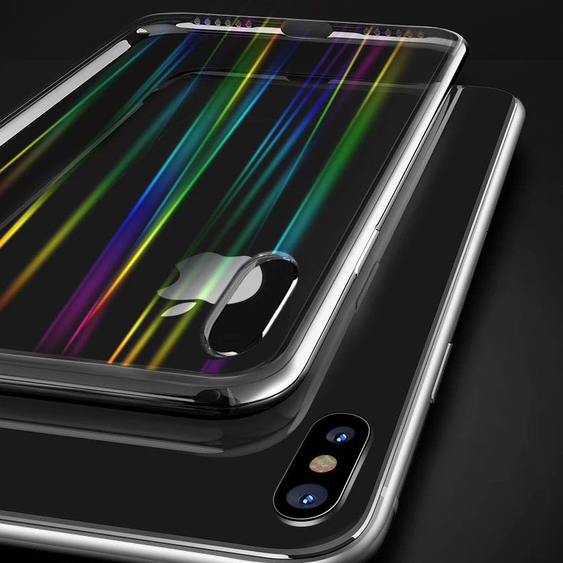 Transparent Glass Aurora Cover Case On The For Iphone 7 8 7Plus 8 Plus Protective Glass For IPhone X XS Max XR Screen Protector (10)
