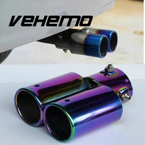 Vehemo Auto Vehicles Car Twin Stright Exhaust Pipe Silencer Muffler Stainless Steel | Автомобили и мотоциклы