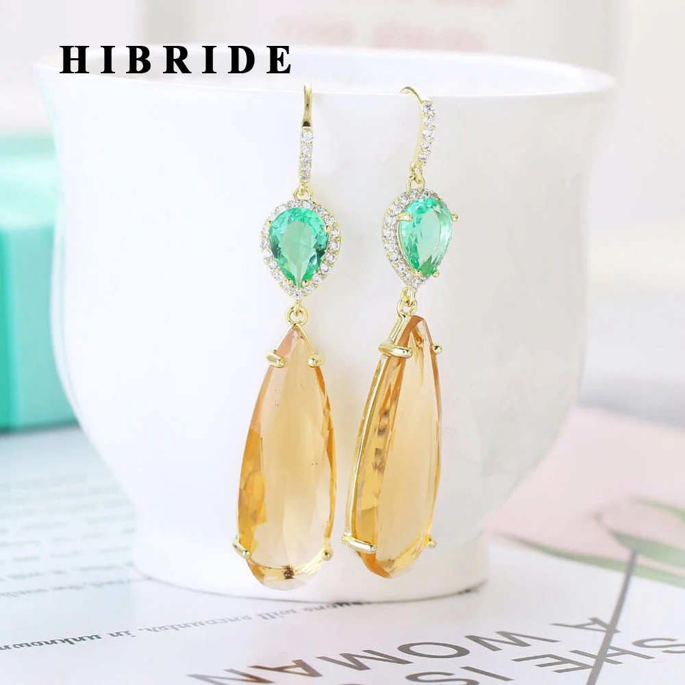 HIBRIDE Unique Trendy AAA Cubic Zirconia Pave Water Drop Shape Long Dangle Earrings for Women Jewelry Bijoux Femme E-521
HIBRIDE Unique Trendy AAA Cubic Zirconia Pave Water Drop Shape Long Dangle Earrings for Women Jewelry Bijoux Femme E-521