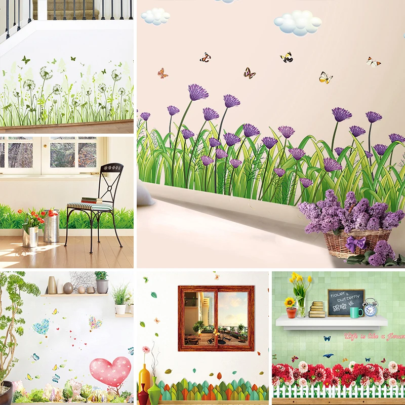 Balcony nursery living Room Wall Stickers PVC 3D green grass Skirting baseboard Bathroom Kitchen 1Sheet Butterfly flowers
Balcony nursery living Room Wall Stickers PVC 3D green grass Skirting baseboard Bathroom Kitchen 1Sheet Butterfly flowers