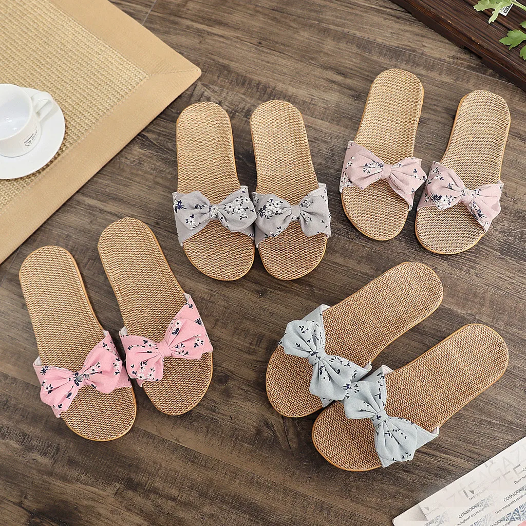 Women Summer Beach Slippers Breathable Linen Flip Flops Female Casual Flax Slippers Sandals Floral Bow Indoor Zapatillas mujer
Women Summer Beach Slippers Breathable Linen Flip Flops Female Casual Flax Slippers Sandals Floral Bow Indoor Zapatillas mujer