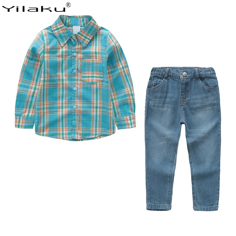 Yilaku children clothing set boy clothes blue Plaid shirt+jeans pants 2pcs kid autumn suit long sleeve boys clothes set CF570
Yilaku children clothing set boy clothes blue Plaid shirt+jeans pants 2pcs kid autumn suit long sleeve boys clothes set CF570