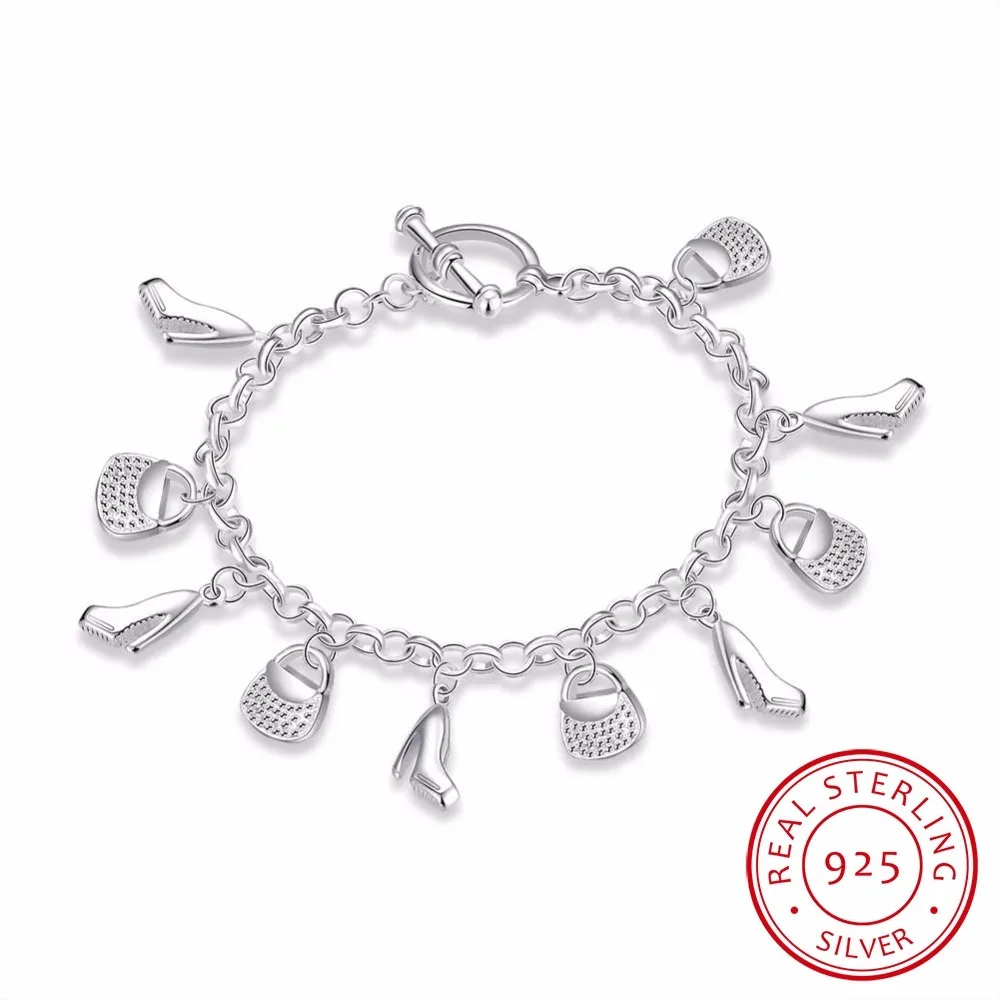 Lekani Hot 925 Sterling Silver High-heeled Shoes Bag Charms Bracelets Pulseiras De Prata Fine Jewelry Women Party Exquisite Gift
Lekani Hot 925 Sterling Silver High-heeled Shoes Bag Charms Bracelets Pulseiras De Prata Fine Jewelry Women Party Exquisite Gift