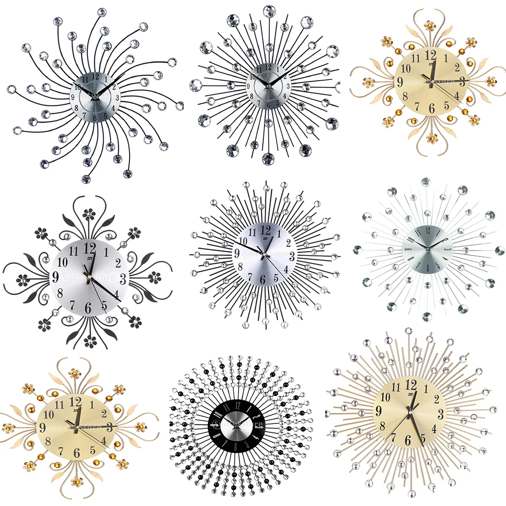 MagiDeal silent sunburst decorative round metal aluminium dial wall clock rhinestone embedded decorative clock
MagiDeal silent sunburst decorative round metal aluminium dial wall clock rhinestone embedded decorative clock