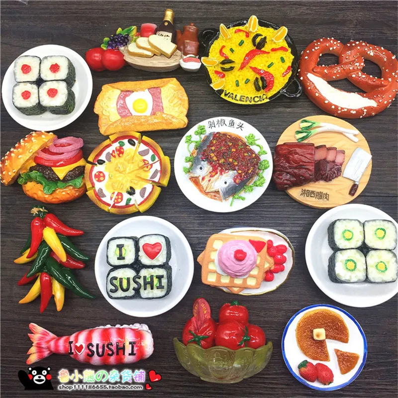 New arrival Simulation Food Sushi Hamburger Pizza Bread Cake Fruit Magnetic Stickers Fridge Magnets Souvenirs Home Decoration
New arrival Simulation Food Sushi Hamburger Pizza Bread Cake Fruit Magnetic Stickers Fridge Magnets Souvenirs Home Decoration
