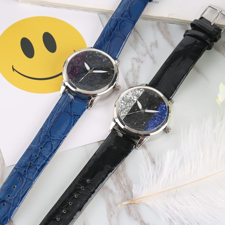2017 New arrivals Women Bracelet Watch Crystal Glitter Quartz Clocks Female White Pointer Multicolor PU Leather Relogio Feminino Fashion (35)