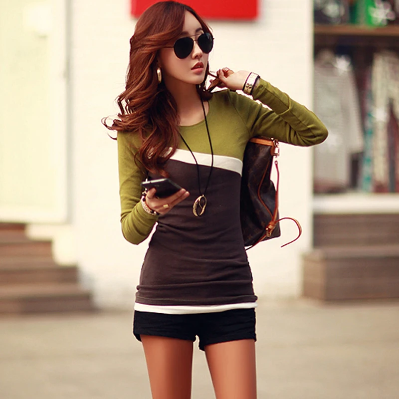 GZDL New Spring Autumn T Shirt Women Tops Lady Long Sleeve Contrast Slim Fitted T-Shirt Casual Tee Shirt Blusas Feminino CL17363
GZDL New Spring Autumn T Shirt Women Tops Lady Long Sleeve Contrast Slim Fitted T-Shirt Casual Tee Shirt Blusas Feminino CL17363