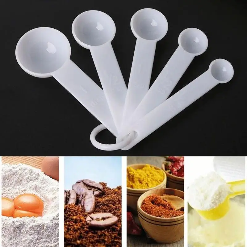 5Pcs/set Measuring Spoon White Black Purple Plastic Teaspoon Tablespoon Utensil Kitchen Tool LPT0088
5Pcs/set Measuring Spoon White Black Purple Plastic Teaspoon Tablespoon Utensil Kitchen Tool LPT0088