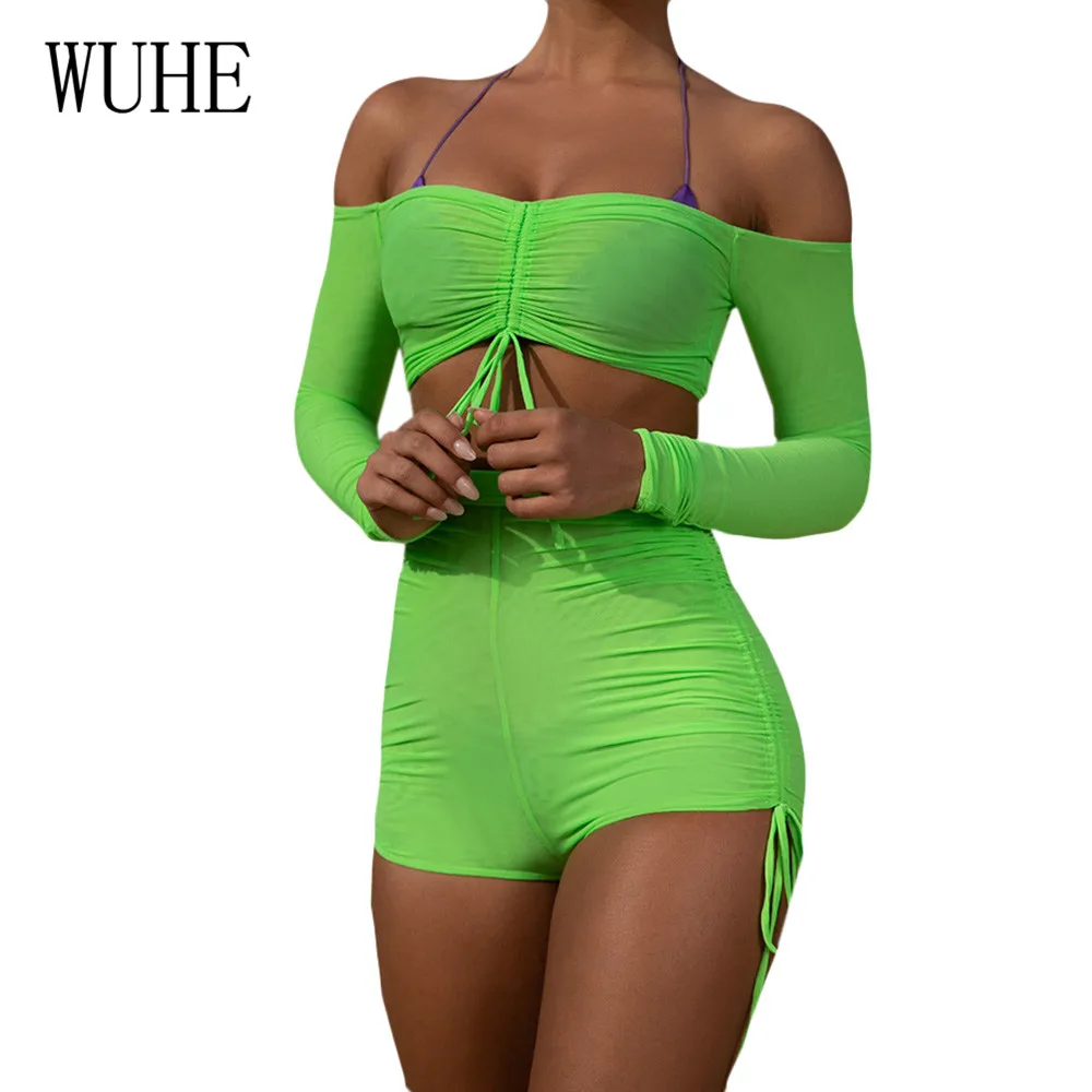 WUHE Sexy Playsuit Neon Green Mesh Party Club Bodycon Overalls Off Shoulder Long Sleeve Two Piece Shorts Rompers Womens Jumpsuit
WUHE Sexy Playsuit Neon Green Mesh Party Club Bodycon Overalls Off Shoulder Long Sleeve Two Piece Shorts Rompers Womens Jumpsuit