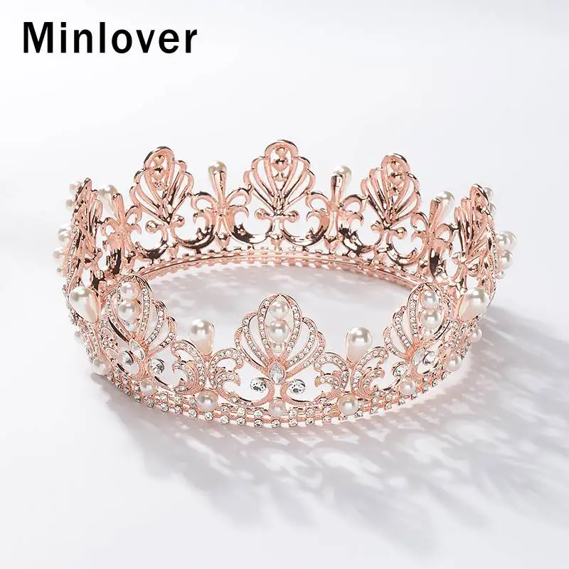 Minlover Gold/Rosegold Color Baroque Round Rhinestone Bridal Tiara Crown Pearl Women Wedding Hair Accessories Queen Diadem HG167
Minlover Gold/Rosegold Color Baroque Round Rhinestone Bridal Tiara Crown Pearl Women Wedding Hair Accessories Queen Diadem HG167