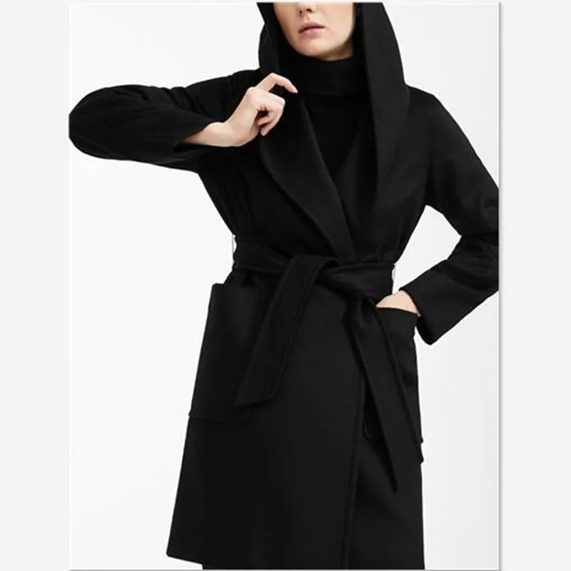 Autumnand Winter New Ladies Coat Europe and the United States Handsome Hooded Lace Cashmere Coat Simple Large Pocket Slim Jacket
Autumnand Winter New Ladies Coat Europe and the United States Handsome Hooded Lace Cashmere Coat Simple Large Pocket Slim Jacket