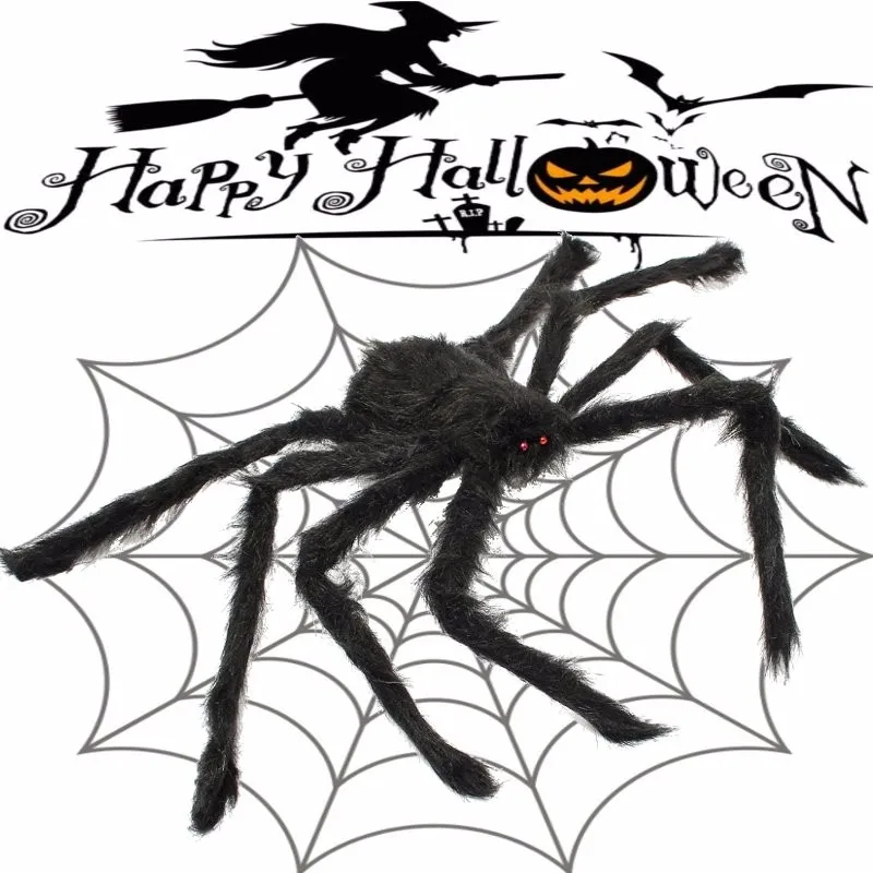 

Black Soft Prank Joke Scary Toys Horrible Plush Fake Spider 30/50/75/90CM for Halloween Decor Toys Party Stage Horror Props