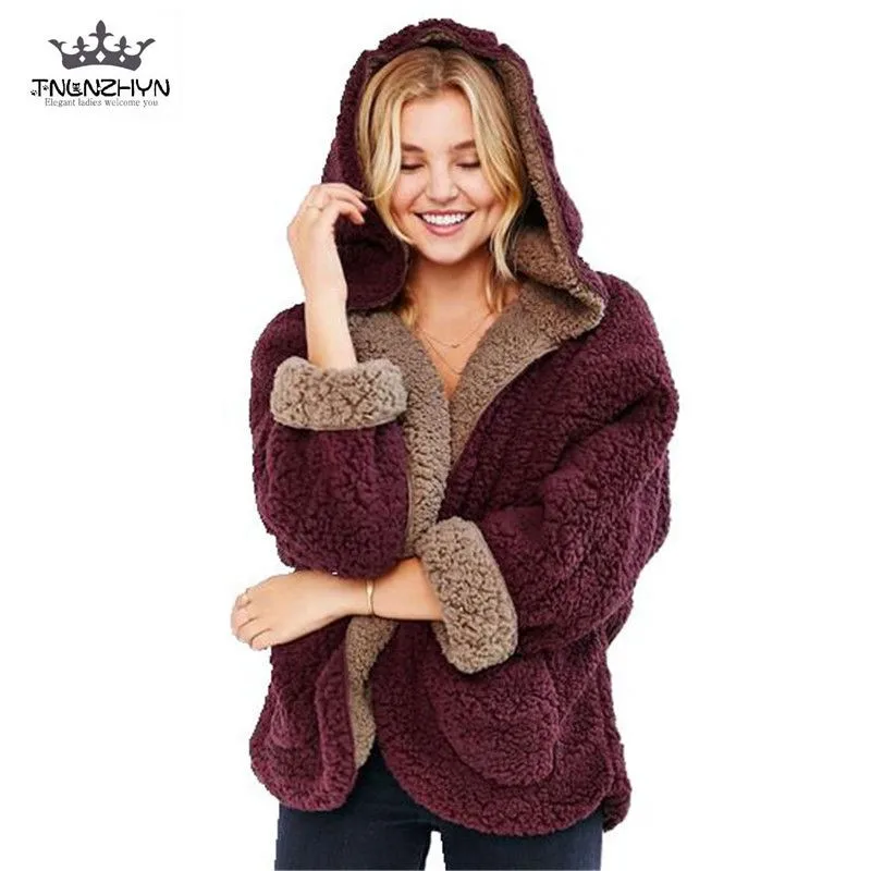 TNLNZHYN 2019 Fashion Winter Women Lambs Wool Coat Both Sides Wear Jacket Loose Bat Sleeves Casual Hooded Pure Color Coats A52
TNLNZHYN 2019 Fashion Winter Women Lambs Wool Coat Both Sides Wear Jacket Loose Bat Sleeves Casual Hooded Pure Color Coats A52