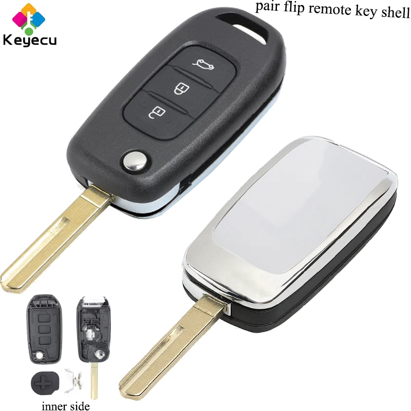 KEYECU Pair Replacement Flip/ Folding Remote Car Key Shell Case FOB for Renault Kadjar Koleos 2017 With 3 Buttons & Uncut Blade
KEYECU Pair Replacement Flip/ Folding Remote Car Key Shell Case FOB for Renault Kadjar Koleos 2017 With 3 Buttons & Uncut Blade