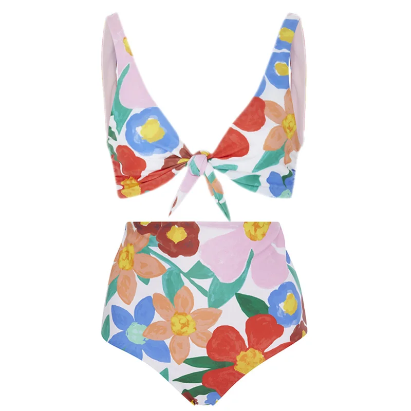 Two-Pieces Suits Floral Sling With High Waist Bottoms Bikinis Set Wireless Women Summer Beach Swimsuit
Two-Pieces Suits Floral Sling With High Waist Bottoms Bikinis Set Wireless Women Summer Beach Swimsuit