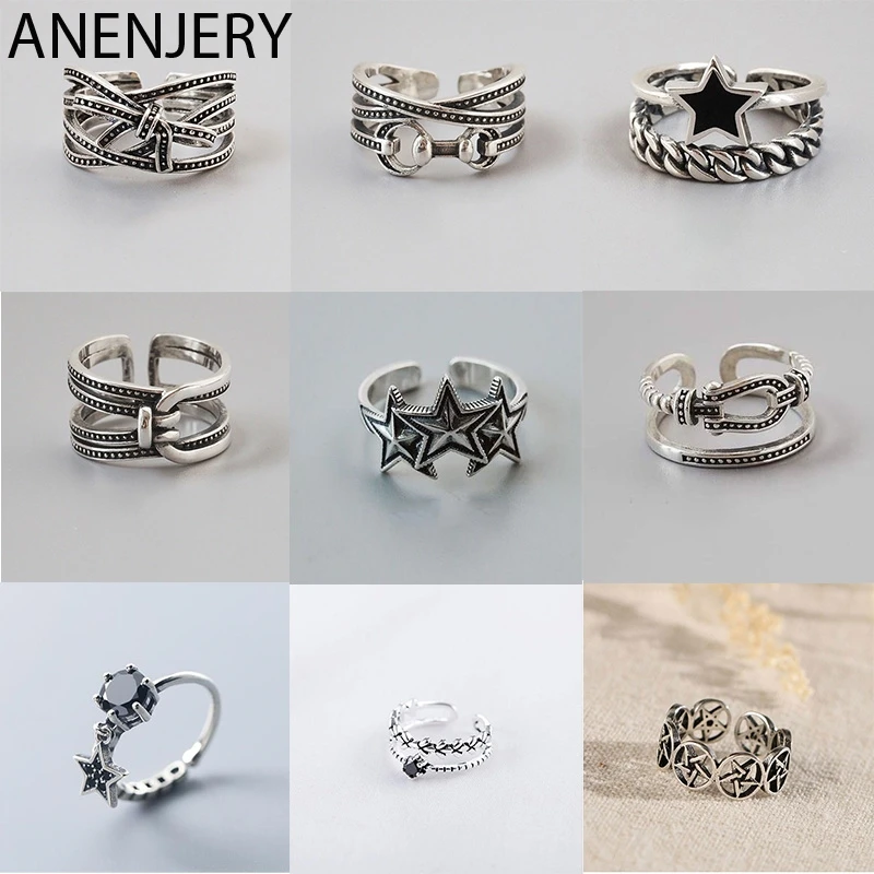 ANENJERY Vintage 925 Sterling Silver Rings For Men Women Size 16mm-18mm Adjustable Handmade Thai Silver Rings S-R460
ANENJERY Vintage 925 Sterling Silver Rings For Men Women Size 16mm-18mm Adjustable Handmade Thai Silver Rings S-R460