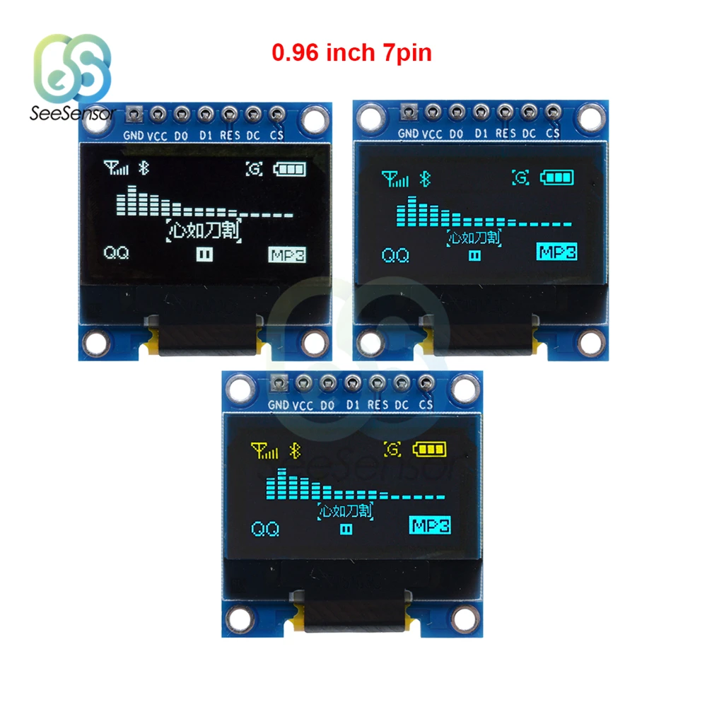 Модуль ЖК дисплея 0 96 дюйма IIC Серийный Белый Синий 128X64 I2C SSD1306 12864 Φ 7pin для