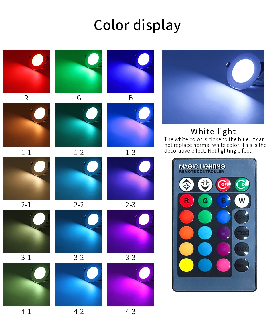 LED Round RGB Downlight Recessed Lamp 5W 10W Remote Control Multiple Model Colors AC110V 240V Indoor Ambient Light Party Bar KTV