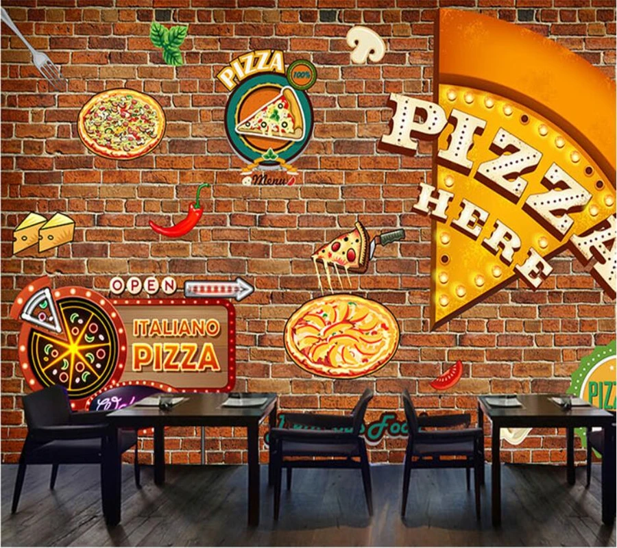 Custom 3d new retro pizza brick wall restaurant graffiti tooling large mural wallpaper background wall paper decorative painting
Custom 3d new retro pizza brick wall restaurant graffiti tooling large mural wallpaper background wall paper decorative painting