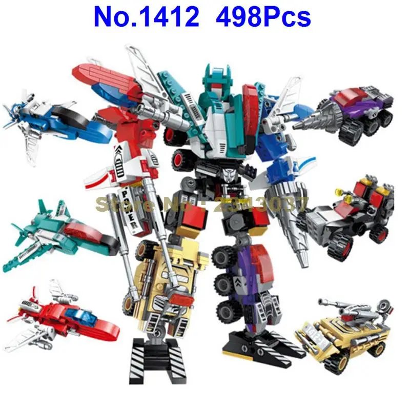 1412 498pcs 6in1 movie war transformation robot plane car fighter armored vehicle diy building blocks Toy
1412 498pcs 6in1 movie war transformation robot plane car fighter armored vehicle diy building blocks Toy