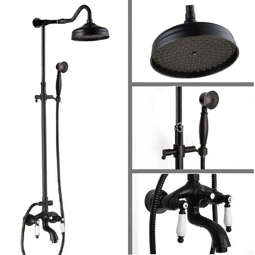 Wall Mounted Round Black Oil Rubbed Bronze Rain Shower Faucet Set W/ Rainfall Shower Head Handshower Bathtub Tap ars684
Wall Mounted Round Black Oil Rubbed Bronze Rain Shower Faucet Set W/ Rainfall Shower Head Handshower Bathtub Tap ars684