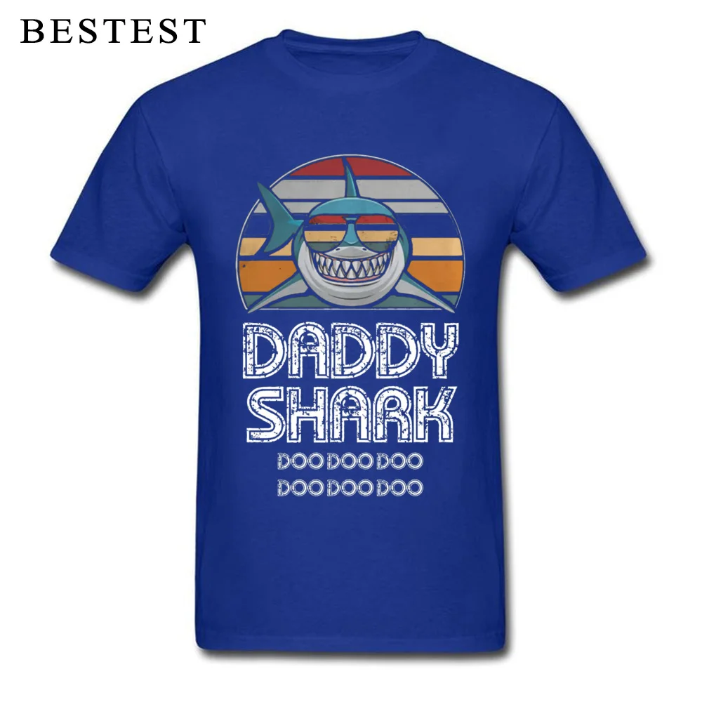 Design Top T-shirts Short Sleeve Fashionable Funky Men Summer/Autumn Tops Tees Fashionable Tops Tees O Neck All Cotton Daddy Shark Retro For Dark Print 405 blue