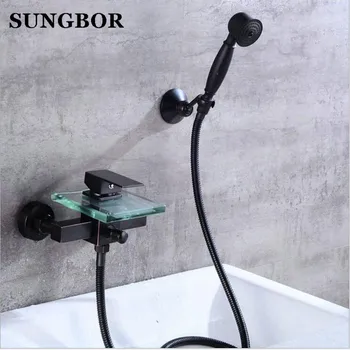 Wall Mounted Bathtub Faucet With Hand Shower Bath Shower Faucet Set Oil Rubble Bronze Finished Glass Spout Black Bath Faucet
Wall Mounted Bathtub Faucet With Hand Shower Bath Shower Faucet Set Oil Rubble Bronze Finished Glass Spout Black Bath Faucet