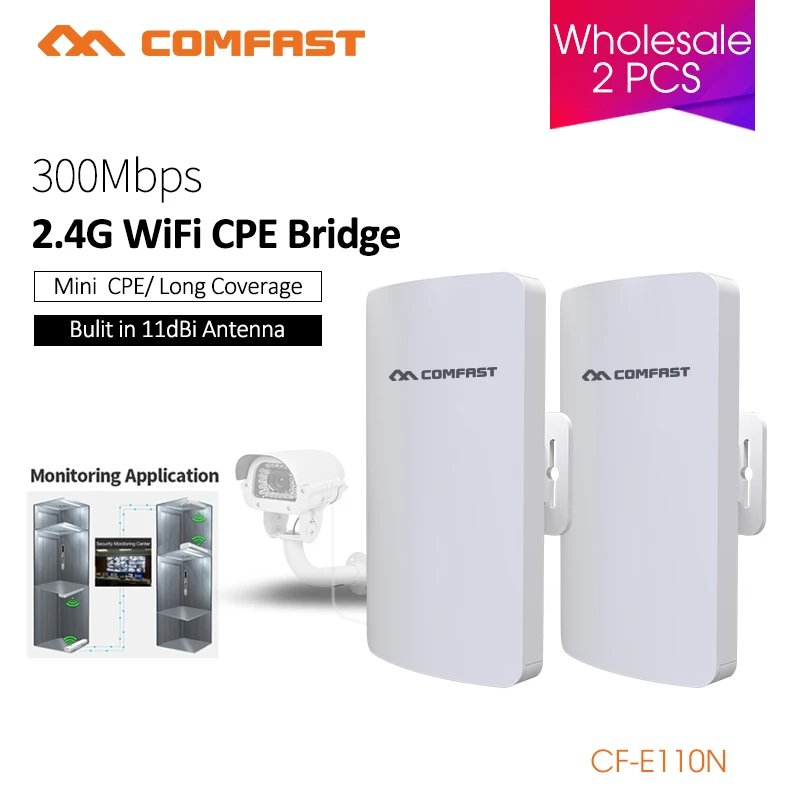 2pcs Long Range 1-3Km WIFI Router 2.4Ghz 300Mbps Wireless Router Outdoor WIFI CPE Bridge Repeater Access Point Extender CF-110N
2pcs Long Range 1-3Km WIFI Router 2.4Ghz 300Mbps Wireless Router Outdoor WIFI CPE Bridge Repeater Access Point Extender CF-110N