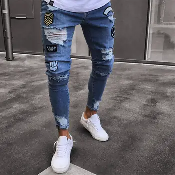 2 Style Hip Pop Skinny Jeans Men Ripped Biker Jean Destroyed Frayed Print Embroidery Slim Fit Denim Biker Pant Homme
2 Style Hip Pop Skinny Jeans Men Ripped Biker Jean Destroyed Frayed Print Embroidery Slim Fit Denim Biker Pant Homme