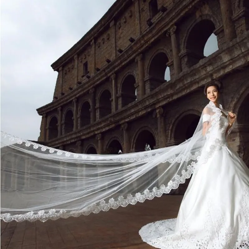 New Arrive Wedding Veils 3M One Layer White Ivory Lace Applique Sequins Edge Cathedral Length Free Comb Custom Made Bridal Veil
New Arrive Wedding Veils 3M One Layer White Ivory Lace Applique Sequins Edge Cathedral Length Free Comb Custom Made Bridal Veil