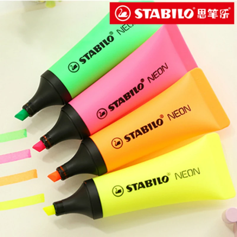 4 colors/set Germany STABILO Marker Pen Highlighter Pen Toothpaste NEON 72# Oblique Nib Students School Office Stationery
4 colors/set Germany STABILO Marker Pen Highlighter Pen Toothpaste NEON 72# Oblique Nib Students School Office Stationery