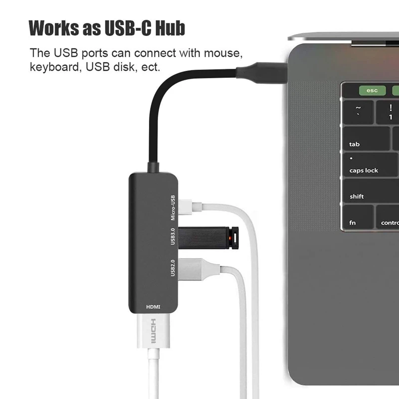 Usb C Hub 4 In 1 Multi Port Type-C Adapter To 4K Hdmi Port, Usb 3.0 And Usb 2.0, Pd Charging Port Compatible With Mackbook Pro
Usb C Hub 4 In 1 Multi Port Type-C Adapter To 4K Hdmi Port, Usb 3.0 And Usb 2.0, Pd Charging Port Compatible With Mackbook Pro