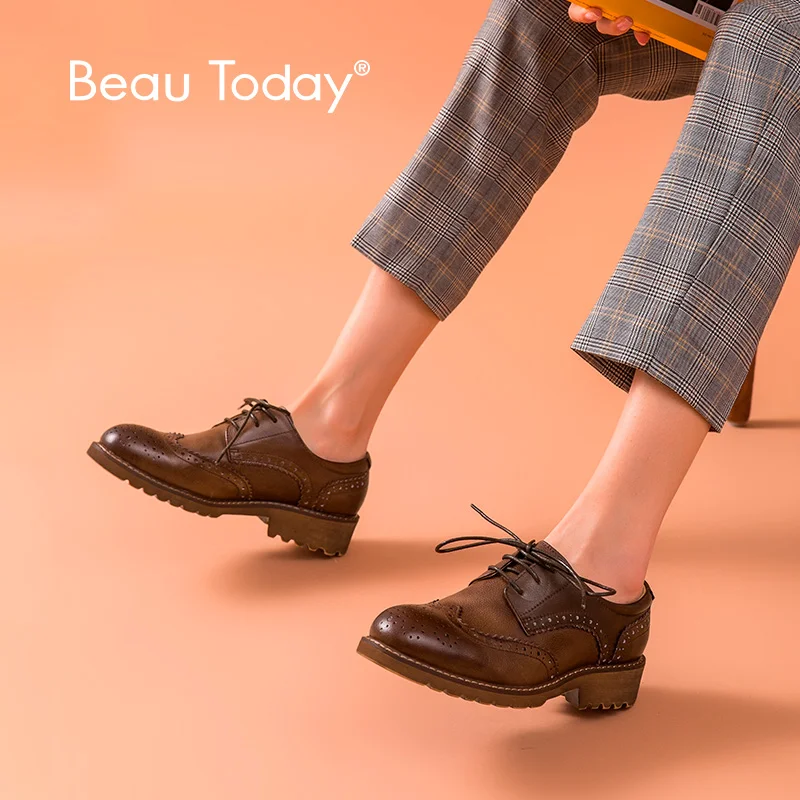 BeauToday Women Derby Shoes Genuine Cow Leather Brogue Style Wingtip Round Toe Lace-Up Top Quality Brand Flat Shoes 21609
BeauToday Women Derby Shoes Genuine Cow Leather Brogue Style Wingtip Round Toe Lace-Up Top Quality Brand Flat Shoes 21609