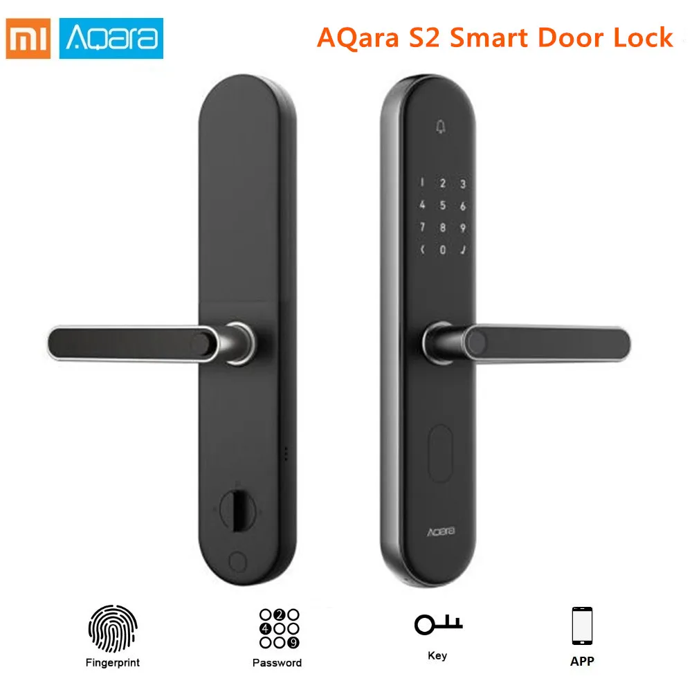 

Original Xiaomi Mijia Aqara S2 Fingerprint Smart Door Lock Work With Mi Home App Keyless Lock For Xiaomi Smart Home Kit