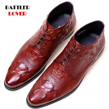 Plus Size 38-48 Crocodile Grain black/brown Formal Wedding Shoes Mens Ankle Boots Genuine Leather Men's Work Shoes Business 2019
Plus Size 38-48 Crocodile Grain black/brown Formal Wedding Shoes Mens Ankle Boots Genuine Leather Men's Work Shoes Business 2019