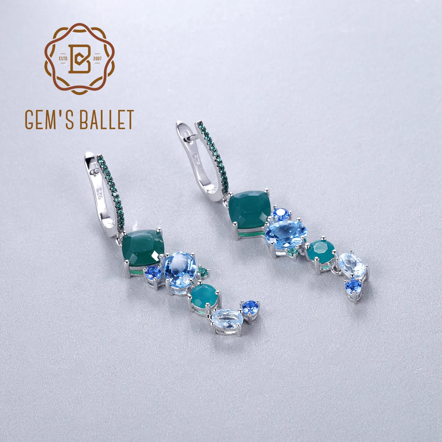GEM'S BALLET 925 Sterling Silver Modern Geometric Earrings for Women Natural Green Agate Topaz Drop Earrings Wedding Jewelry
GEM'S BALLET 925 Sterling Silver Modern Geometric Earrings for Women Natural Green Agate Topaz Drop Earrings Wedding Jewelry