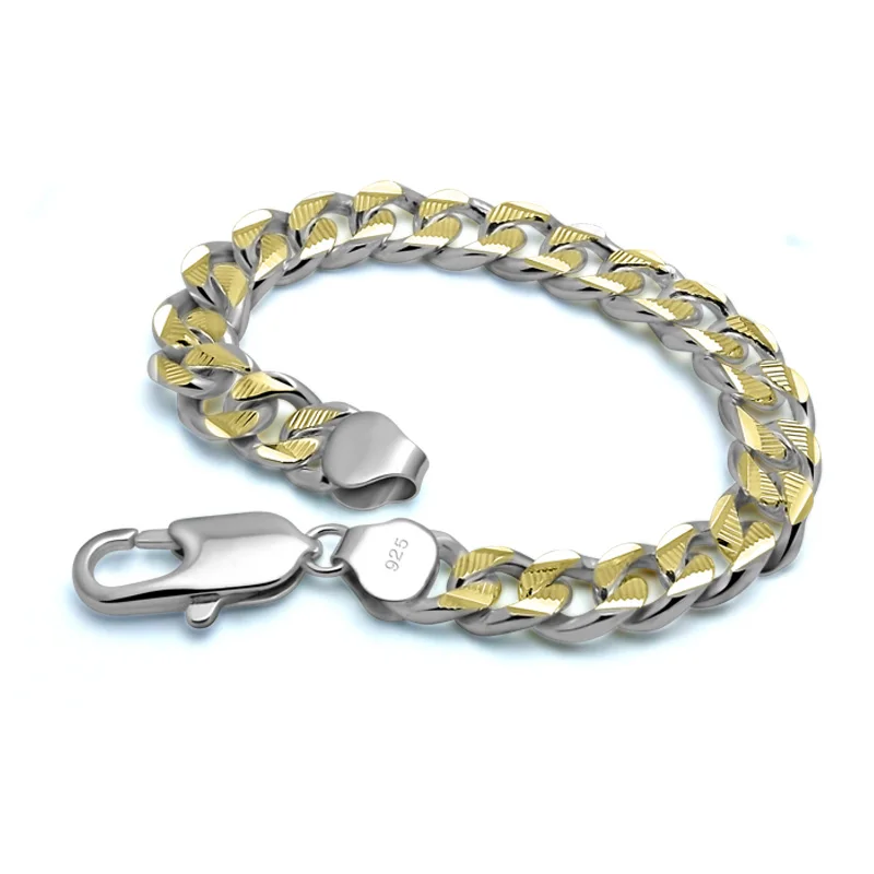 Wholesale 8/10 mm sterling silver chain bracelet. 100% Solid 925 Silver Men's / Boy Bangles Fashion Charm Gold silver jewelry
Wholesale 8/10 mm sterling silver chain bracelet. 100% Solid 925 Silver Men's / Boy Bangles Fashion Charm Gold silver jewelry