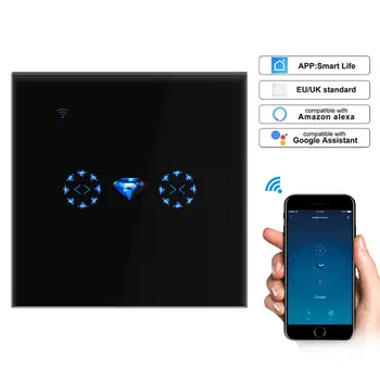 EU/UK Wifi Smart Touch Curtain Switch Voice Control For Alexa And Google Phone Control For Electric Curtain Motor
EU/UK Wifi Smart Touch Curtain Switch Voice Control For Alexa And Google Phone Control For Electric Curtain Motor
