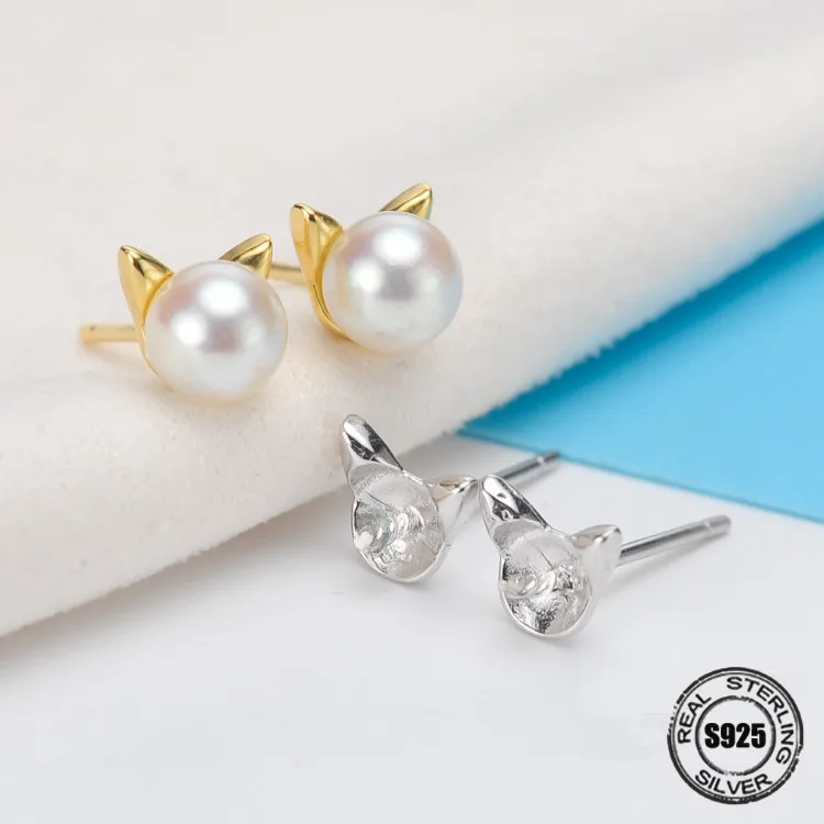 Fashion Jewelry Natural freshwater round pearls Stud Earrings Sweet Cute Cat Ear Design Stud Earrings For Women Korean Style
Fashion Jewelry Natural freshwater round pearls Stud Earrings Sweet Cute Cat Ear Design Stud Earrings For Women Korean Style