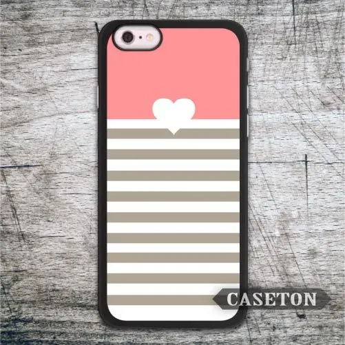 Coral Stripes With Heart font b Case b font For font b iPhone b font font