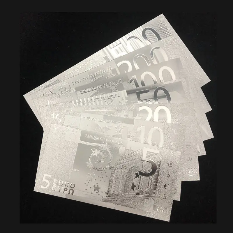 Wishonor 7pcs/lot Euro Sliver Plated Banknotes 5 10 20 50 100 200 500 Euro Banknote in Silver Foil Money For Gifts
Wishonor 7pcs/lot Euro Sliver Plated Banknotes 5 10 20 50 100 200 500 Euro Banknote in Silver Foil Money For Gifts