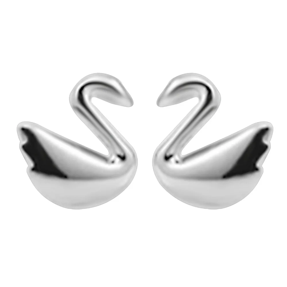 1Pair 2016 New 925 Sterling Silver Women Small Animal Earrings Fine Jewelry Shape Swan Luxury Stud Earrings Gift Best Choose