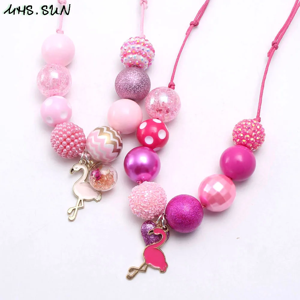 MHS.SUN baby girls chunky bubblegum necklace for kids flamingo pendant handmade child adjustable rope jewelry beads necklace 1PC
MHS.SUN baby girls chunky bubblegum necklace for kids flamingo pendant handmade child adjustable rope jewelry beads necklace 1PC