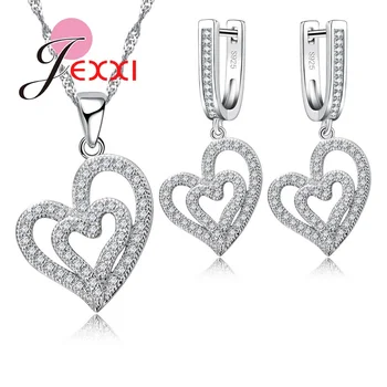 Bridal Double Heart Pendant Necklace Wedding Set Accessories Marriage Rhinestone Crystal Earring Handmade Jewelry Set
Bridal Double Heart Pendant Necklace Wedding Set Accessories Marriage Rhinestone Crystal Earring Handmade Jewelry Set