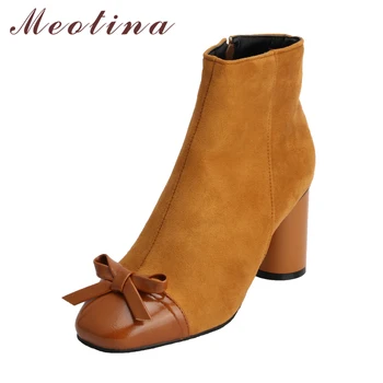 Meotina Ankle Boots Women Winter High Heels Boots Thick Heels Short Boots Brown Square Toe Ladies Shoes 2018 Black Size 33-46
Meotina Ankle Boots Women Winter High Heels Boots Thick Heels Short Boots Brown Square Toe Ladies Shoes 2018 Black Size 33-46