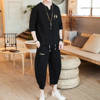 #3428 Summer Vintage Two Piece Set Top And Pants Cotton Linen Calf-length Pant Embroidery China Retro Two Piece Outfits 5XL
#3428 Summer Vintage Two Piece Set Top And Pants Cotton Linen Calf-length Pant Embroidery China Retro Two Piece Outfits 5XL