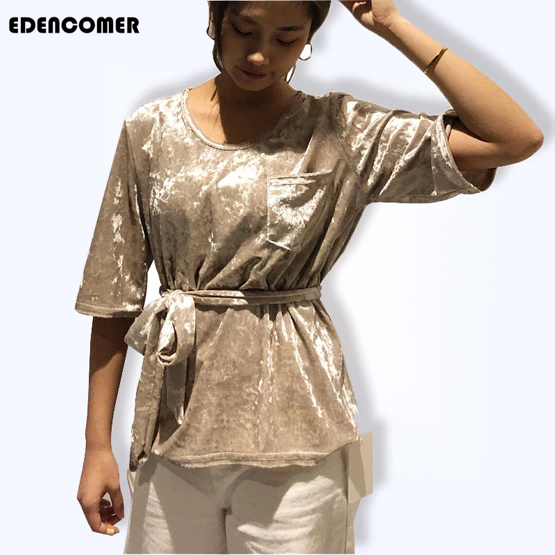 EDENCOMER Spring 2019 New Korean Velvet Short Sleeve Blouses Pure Coloured Summer Sexy Tops Womens Clothing Shirts Blusas
EDENCOMER Spring 2019 New Korean Velvet Short Sleeve Blouses Pure Coloured Summer Sexy Tops Womens Clothing Shirts Blusas
